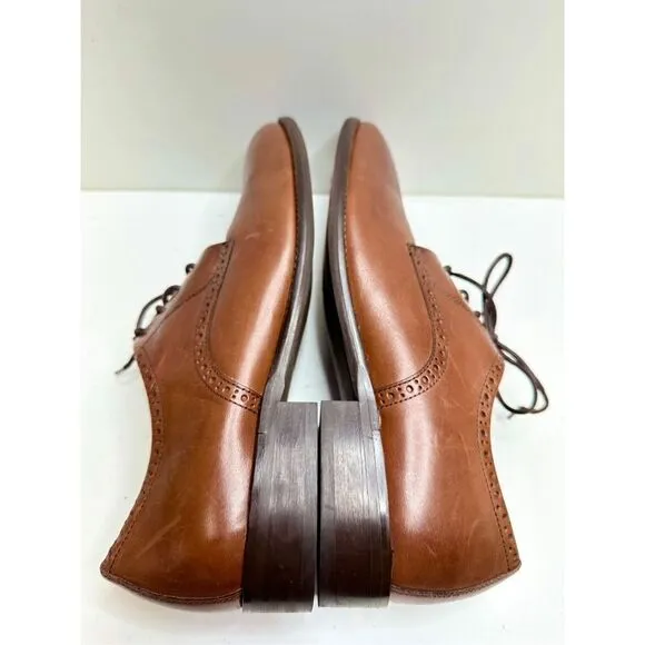 Johnston &amp; Murphy Mens Stockton Plain Toe Dress Brown Leather Shoes Size 10