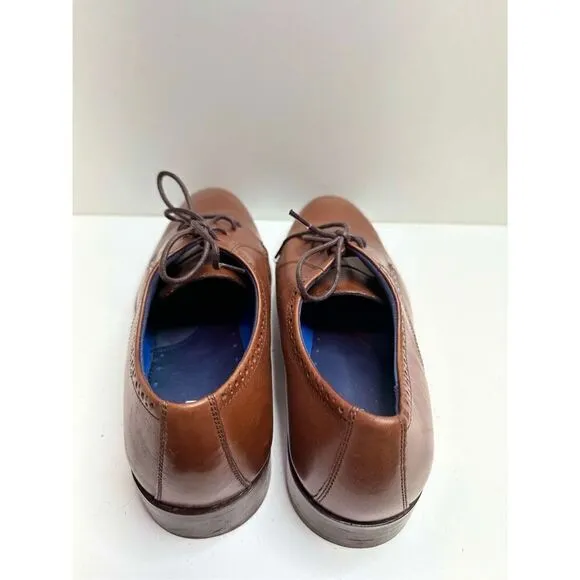 Johnston &amp; Murphy Mens Stockton Plain Toe Dress Brown Leather Shoes Size 10