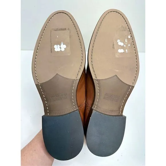 Johnston &amp; Murphy Mens Stockton Plain Toe Dress Brown Leather Shoes Size 10