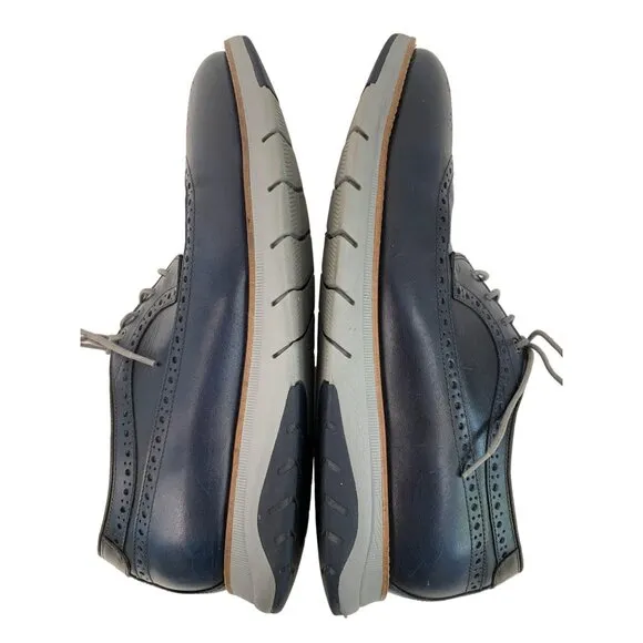 Johnston &amp; Murphy Vaughn Full Grain Leather Wingtip Oxford Shoes Navy Size 10M