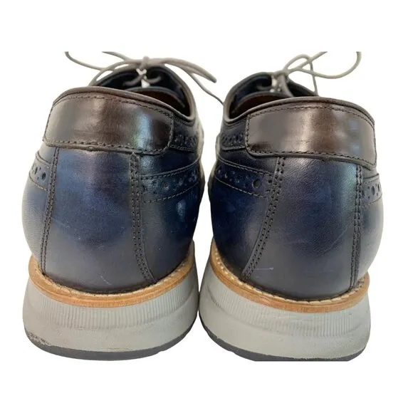 Johnston &amp; Murphy Vaughn Full Grain Leather Wingtip Oxford Shoes Navy Size 10M
