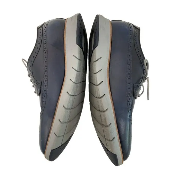 Johnston &amp; Murphy Vaughn Full Grain Leather Wingtip Oxford Shoes Navy Size 10M