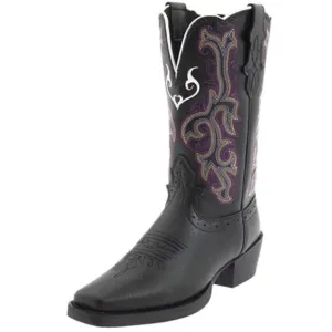 Justin boots stampede black purple cowboy western