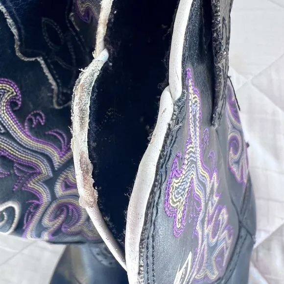 Justin boots stampede black purple cowboy western