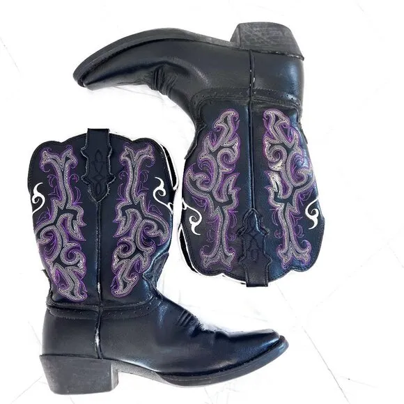 Justin boots stampede black purple cowboy western