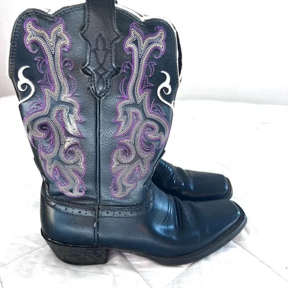 Justin boots stampede black purple cowboy western