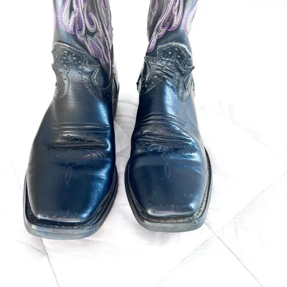 Justin boots stampede black purple cowboy western