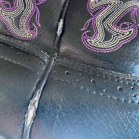 Justin boots stampede black purple cowboy western