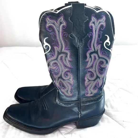 Justin boots stampede black purple cowboy western