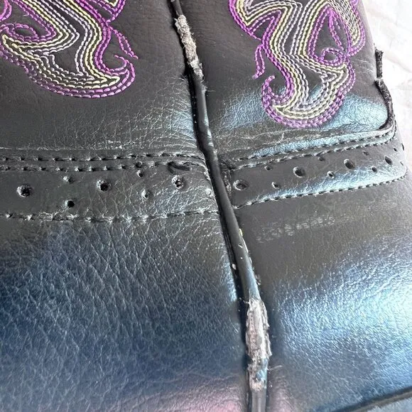Justin boots stampede black purple cowboy western