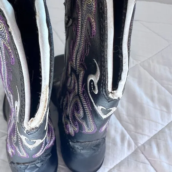Justin boots stampede black purple cowboy western