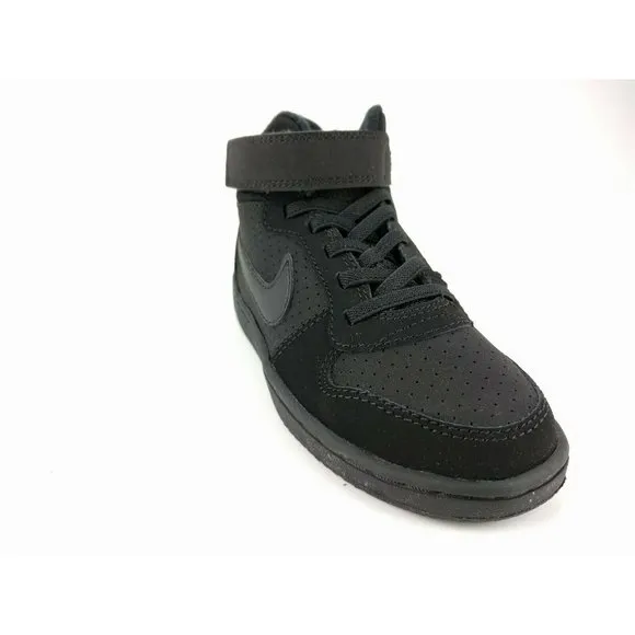 Kids NIKE Court Borough Mid Shoes, Black - 11 C