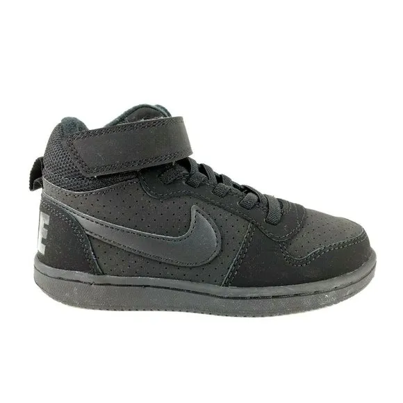 Kids NIKE Court Borough Mid Shoes, Black - 11 C