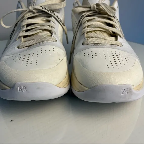 KOBE 5 OFF-WHITE X NIKE ZOOM &quot;SAIL&quot; MEN's 9 COLLAB DECONSTRUCTED LACE UPWHITE