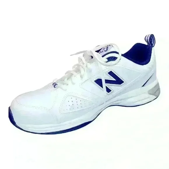 LIKE NEW Balance Men's Fitness Multisport Indoor Shoes Sz 11 White/Navy Blue