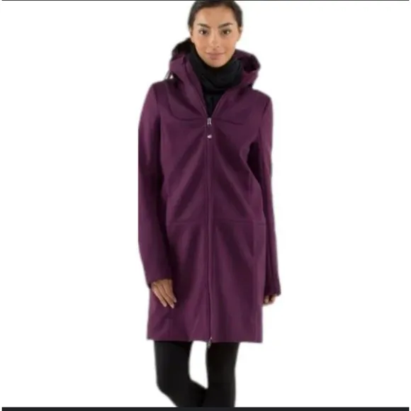 Lululemon Plum City Softshell Tweed Coat/Jacket Womens Sz 8 Full Zip Hoodie