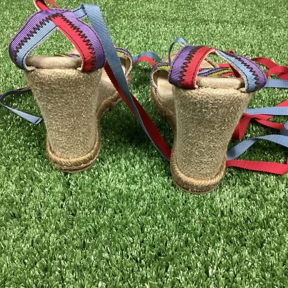 MARC JACOBS Platform Wedge Espadrille Ankle Strap Sandals 40
