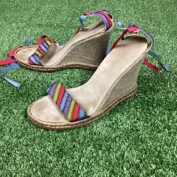 MARC JACOBS Platform Wedge Espadrille Ankle Strap Sandals 40