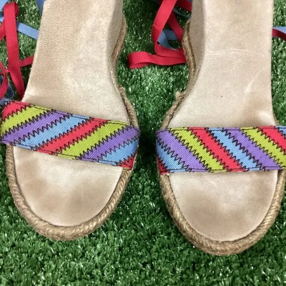 MARC JACOBS Platform Wedge Espadrille Ankle Strap Sandals 40
