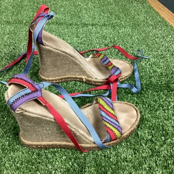 MARC JACOBS Platform Wedge Espadrille Ankle Strap Sandals 40