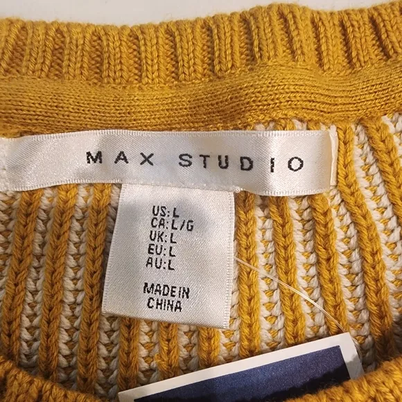 MAX STUDIO, WOMEN'S NWTO, size L mustard yellow ribbed long sleeve sweater