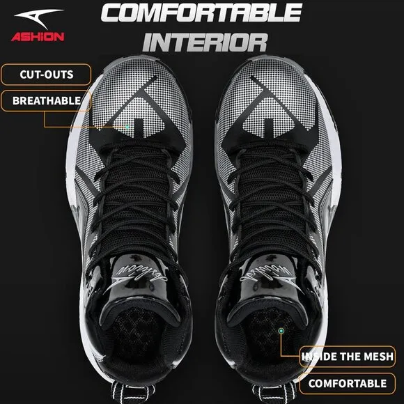🆕Men Black Basketball Shoes Lightweight Breathable Sneakers Slip Sports Shoes