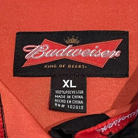 Mens BUDWEISER Phoenix Orange Ombre Long Sleeve Button Down Shirt / Size XL