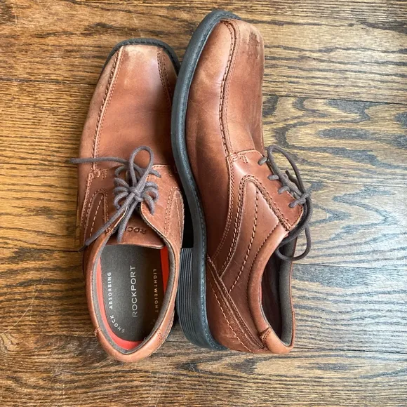 Men's Rockport Brown Leather Shoes, Size 7
