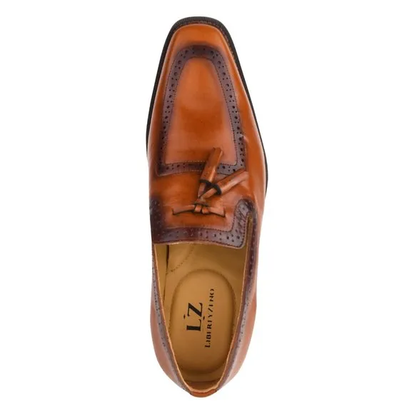 MEN'S Tan Tassel Loafer Leather Tassels Shoes