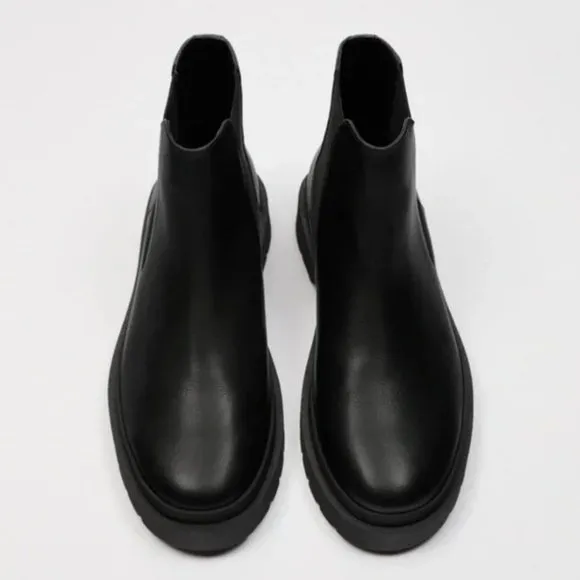 Men's Zara Leather Chelsea Ankle Boots Size 9