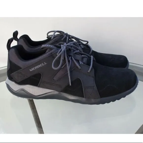 Merrell 1SIX8 Lace Leather Hiking Shoes Black Grey Mens Size 12us