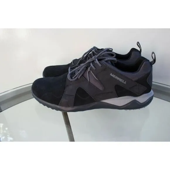 Merrell 1SIX8 Lace Leather Hiking Shoes Black Grey Mens Size 12us