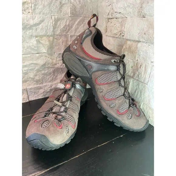 MERRELL Chameleon Hex Stretch Slip On Hiking Shoes Coffee Brown Sz 10 US Mens