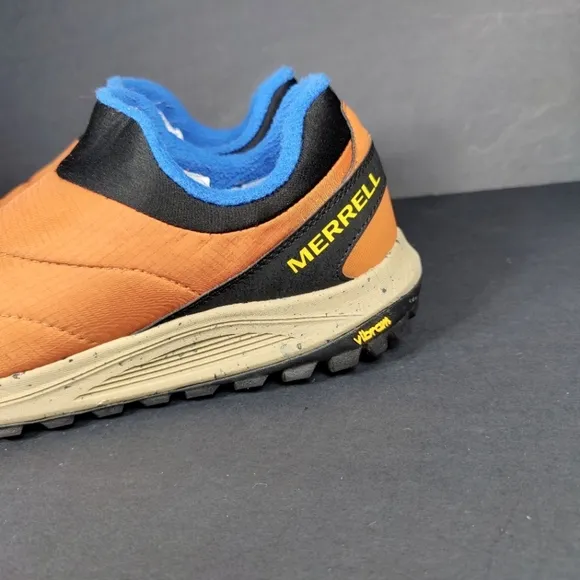 Merrell Men's Nova Sneaker Moc Slip On Burnish Orange Blue Outdoor Shoe Size 8.5