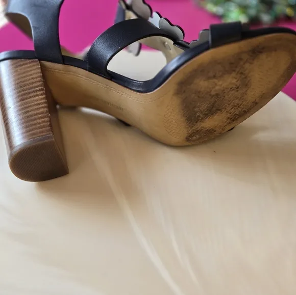 Michael Kors Black and Tan Floral Sandals