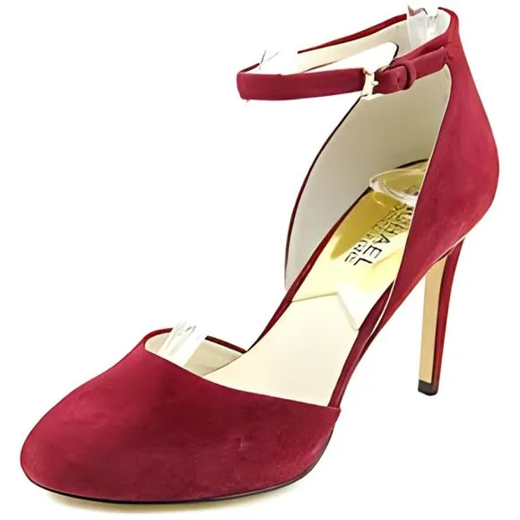 Michael Kors Saffron Red Leather Ankle Strap Holiday D'Orsay Court Heels Pumps 9
