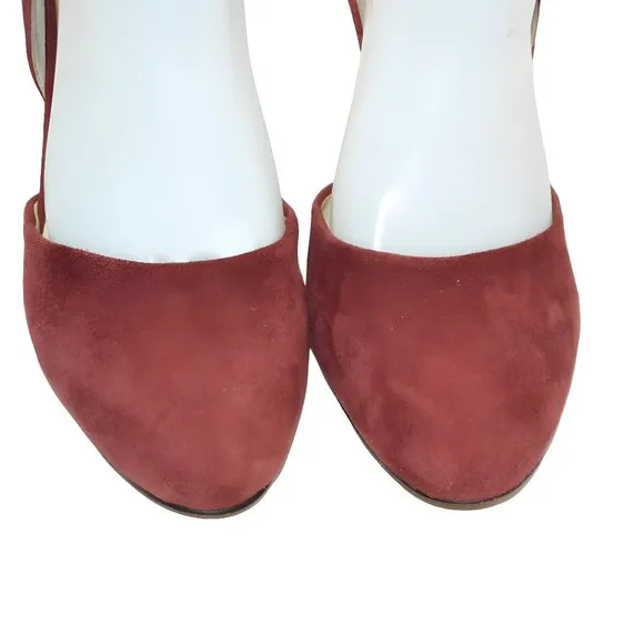 Michael Kors Saffron Red Leather Ankle Strap Holiday D'Orsay Court Heels Pumps 9