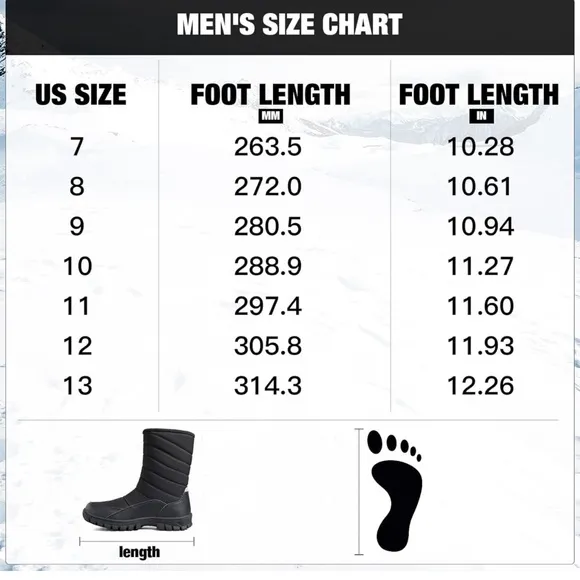 mysoft Mens Winter Snow Boots Waterproof Insulated Mid-Calf Hiking Boot Fur Line