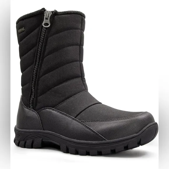 mysoft Mens Winter Snow Boots Waterproof Insulated Mid-Calf Hiking Boot Fur Line