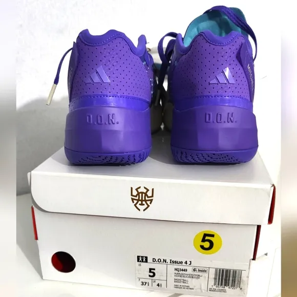 NEW Adidas D.O.N. Issue 4 J Purple Rush UtahJazz Basketball Shoes Size 5 HQ3449