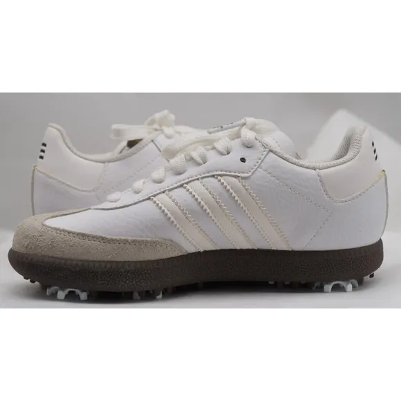 New ADIDAS Samba Golf Rare Retro Spikes White Sneakers 3 Stripes YOUTH Size 1.5