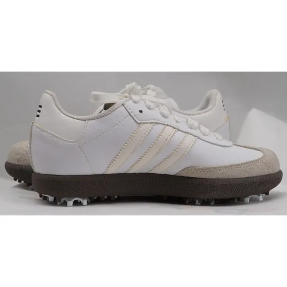 New ADIDAS Samba Golf Rare Retro Spikes White Sneakers 3 Stripes YOUTH Size 1.5