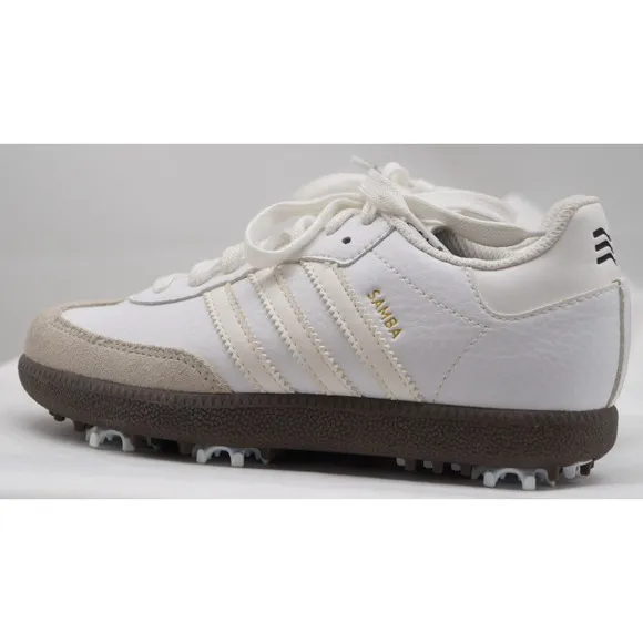 New ADIDAS Samba Golf Rare Retro Spikes White Sneakers 3 Stripes YOUTH Size 1.5