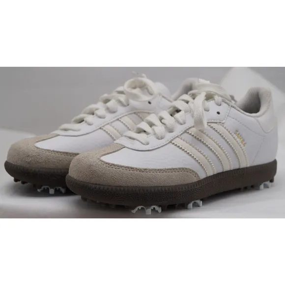 New ADIDAS Samba Golf Rare Retro Spikes White Sneakers 3 Stripes YOUTH Size 1.5
