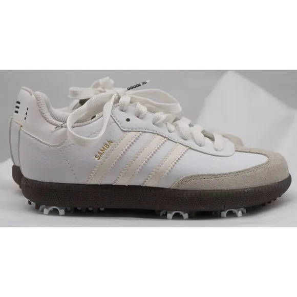 New ADIDAS Samba Golf Rare Retro Spikes White Sneakers 3 Stripes YOUTH Size 1.5