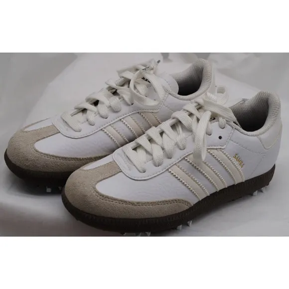 New ADIDAS Samba Golf Rare Retro Spikes White Sneakers 3 Stripes YOUTH Size 1.5