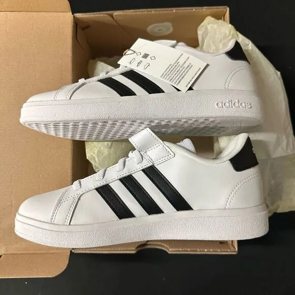 New Adidas Grand Court 2.0 El Black White Tennis Court Shoes Sneakers 3.5