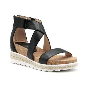New! ADRIENNE VITTADINI Criss-Cross Sporty Wedge Sandals Open-Toe Shoes Black