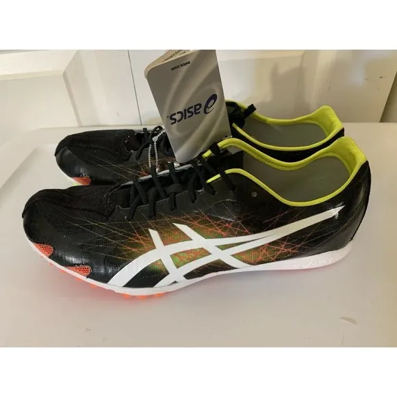 New Asics G604Y Gunlap Black White Track And Field Shoes Men's US‎ 10