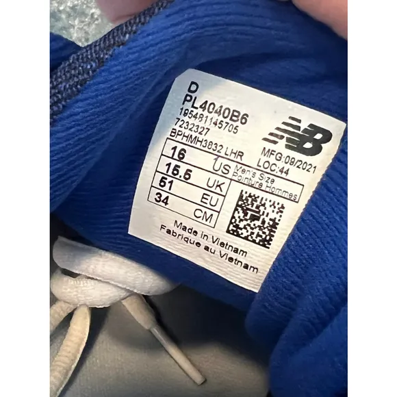 New Balance 4040V6 Mens Low Metal Baseball Cleats Team Royal Blue/White